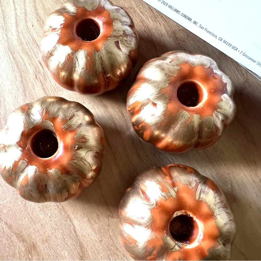 Williams Sonoma Pumpkin Tiny Taper Holders, Crofton Mug